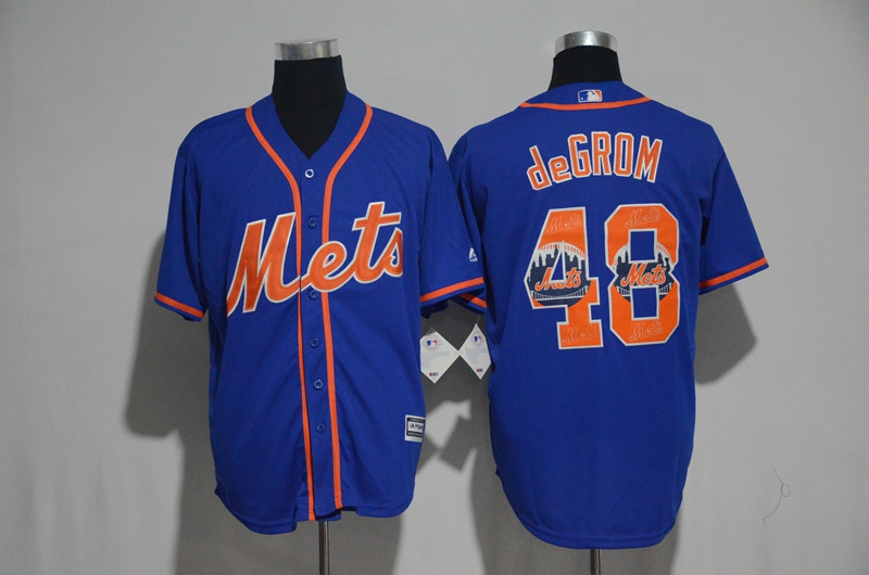 2017 MLB New York Mets #48 Degrom Blue Fashion Edition Jerseys